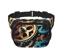 Bauchtasche mit coolem Steampunk-Getriebeaufdruck, für Damen und Herren, mit verstellbarem Gurt, für Reisen, Wandern, Radfahren