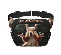 Bauchtasche mit Eichhörnchen-Motiv, für Damen, wasserdicht, verstellbar, modisch, lässig, Crossbody-Tasche, Bauchtasche für Laufen, Workout, Wandern, Reisen, Schwarz, Einheitsgröße, Schwarz ,