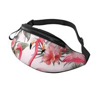 Bauchtasche mit Flamingo-Blumendruck, für Herren und Damen, wasserdicht, Sport-Hüfttasche, modische Gürteltasche, Umhängetasche, Hüfttasche mit verstellbarem Riemen, große Schultertasche, Geldbörse