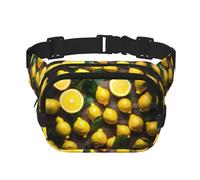 Bauchtasche mit frischem tropischem Zitronenmuster, mit verstellbarem Riemen, quadratisch, doppellagig, Unisex, überall