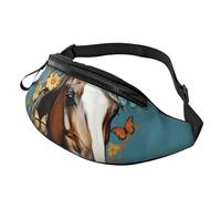 Bauchtasche mit Pferd mit Blumen, für Herren und Damen, leicht, verstellbar, modische Hüfttasche für Reisen, Wandern, Laufen