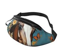 Bauchtasche mit Pferd mit Blumen und Schmetterlingen, wasserdicht, Sport-Hüfttasche, modische Gürteltasche, Umhängetasche, Hüfttasche mit verstellbarem Riemen, große Schultertasche, Geldbörse für