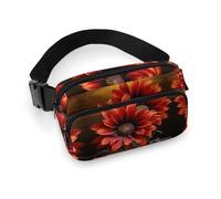 Bauchtasche mit rotem Sonnenblumen-Druck, für Damen und Herren, Umhängetasche, große Brusttasche mit verstellbarem Riemen für Outdoor, Workout, Reisen, Freizeit, Laufen, rote Sonnenblume, 20 x 13 cm,