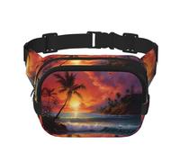 Bauchtasche mit tropischem Sonnenuntergang für Damen und Herren, mit verstellbarem Gurt, für Reisen, Wandern, Radfahren