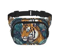 Bauchtasche mit tropischem Tiger, verstellbar, große Hüfttasche, Reisegürteltasche, Unisex, Bauchtasche