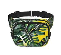 Bauchtasche mit tropischen Bananenpalmenblättern, mit verstellbarem Riemen, quadratisch, doppellagig, Unisex, überall