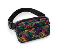 Bauchtasche mit tropischen Blumen und Eidechsenaufdruck, für Damen, modische Gürteltasche