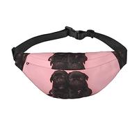 Bauchtasche mit tropischen Blumen und Zen-Steinen, für Herren und Damen, Crossbody-Tasche, große Umhängetasche, mit verstellbaren Gürteln, Süßer schwarzer Mops, Einheitsgröße