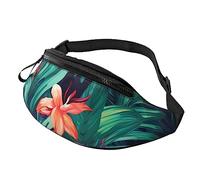 Bauchtasche mit tropischen Blumenblättern, wasserdichte Sport-Hüfttasche, modische Gürteltasche, Umhängetasche, Hüfttasche mit verstellbarem Riemen, große Schultertasche für Reisen, Wandern