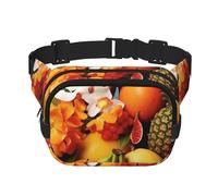 Bauchtasche mit tropischen Früchten und Blumen, verstellbare Umhängetasche, große Hüfttasche, Reisegürteltasche, Unisex, Bauchtasche