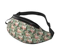 Bauchtasche mit tropischen Pflanzen, Flamingo-Druck, für Damen und Herren, Sport-Hüfttasche, Gürteltasche für Reisen, Wandern, Laufen
