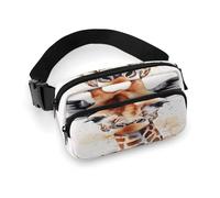 Bauchtasche mit verstellbarem Gurt, Motiv: Aquarell-Giraffe, modische Hüfttasche für Outdoor-Sport, Wandern, weiß, 20 x 13 cm, voll bedruckte Hüfttasche