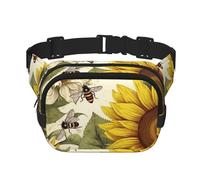 Bauchtasche, Motiv: Bienen, Sonnenblumen, Gänseblümchen, Rose, Blumen, klein, modisch, Umhängetasche, leichte Schultertasche, Bauchtasche für Damen und Herren, Laufen, Workout, Wandern, Reisen