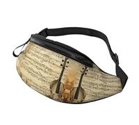 Bauchtasche, Musiknoten auf altem Papier, bedruckte Hüfttasche, verstellbare Umhängetasche für Reisen, Spazierengehen, Laufen, Wandern, Radfahren, Schwarz, Einheitsgröße, Schwarz , Einheitsgröße