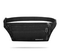Bauchtasche Sport für Damen und Herren Gürteltasche Flach Hüfttasche Wasserdicht Sporttasche Outdoor Laufgürtel Waist Bag mit Kopfhöreranlass für Camping Wandern Fitness Fahrrad Reisen Jadg Schwarz