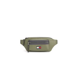 Bauchtasche TOMMY JEANS "TJM ELEVATED PU BUMBAG", Damen, Gr. B/H/T: 40cm x 17cm x 3,5cm, grün (oliv), Lederimitat, Textil, Taschen, Unisex Gürteltasche, Crossbody Bag mit Logo-Aufnäher (55190813-0) ol