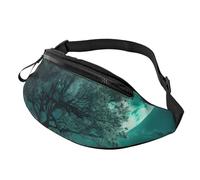Bauchtasche, verstellbare Hüfttasche, Blaugrün, Baum im Mondlicht, Crossbody-Tasche, Gürteltasche für Damen und Herren