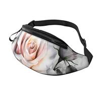 Bauchtasche, verstellbare Hüfttasche, weiß, Aquarell, Blumenmuster, Rose, Umhängetasche, Gürteltasche für Damen und Herren