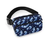 Bauchtaschen für Damen und Herren, Cross-Body - Fantasie-Fuchs, Mond-Druck, kleine Crossbody-Tasche für Damen und Herren, Gürteltasche, Hüfttasche für Workout, Reisen, Laufen, mit verstellbarem Riemen