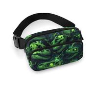 Bauchtaschen für Damen und Herren, Cross-Body - grüner Blitz-Dinosaurier-Totenkopf-Druck, kleine Crossbody-Tasche für Damen und Herren, Gürteltasche, Hüfttaschen für Workout, Reisen, Laufen, mit