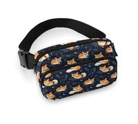 Bauchtaschen für Damen und Herren, Cross-Body - schlafender süßer Fuchs-Druck, kleine Crossbody-Tasche für Damen und Herren, Gürteltasche, Hüfttasche für Workout, Reisen, Laufen, mit verstellbarem