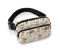 Bauchtaschen für Damen und Herren, Umhängetasche - niedlicher Pilzfuchs-Druck, kleine Crossbody-Tasche für Damen und Herren, Gürteltasche für Workout, Reisen, Laufen, mit verstellbarem Riemen