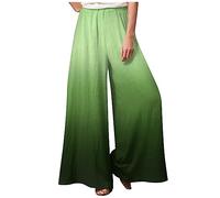 Bauchweg Hose Damen Casual Weite Hose Blumenmuster Boho Sommerhose Hohe Taille Schlabberhose Casual Einfarbig Weite Stoffhose Baumwolle Leinen Sporthose Lässig Sporthose Frauen,Green,5XL