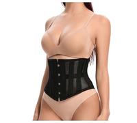 Bauchweg Unterwäsche Kurzer Taillenmieder für Damen mit atmungsaktivem, leichtem, transparentem Netzstoff für den Außenbereich und als Korsett im Lagenstil Miederhose Mit Bein Formend (Black, XXXXXXL)