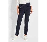 Stretch-Hose GOLDNER "Lange Schlupfhose BELLA", Damen, Gr. 44, N-Gr, blau (marine), Obermaterial: 64% Baumwolle CO. 34% Polyester PES. 2% Elasthan EL., Hosen (24341619-44) marine
