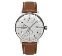 Bauhaus 2066-1 Herren Automatik Uhr mit Gangreserve, Glasboden, Lederband, Made in Germany