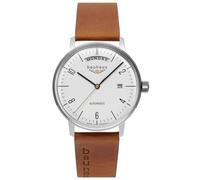 Bauhaus 2070-1 Herren Automatikuhr 40 mm Leder Braun | Made in Germany, 40 mm Edelstahlgehäuse, Automatikwerk, Mineralglas, Datum & Wochentag, 5 ATM