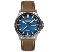 Bauhaus 2862-3 Herren Automatikuhr Titan Silberfarben Blau Lederband Made in Germany