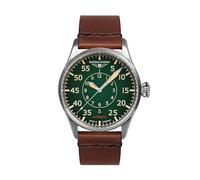 Bauhaus Aviation Herrenuhr Edelstahl Serie Tornado Chronograph 5 ATM mit Lederband (Braun/Blau)