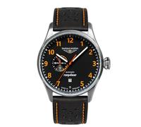 Bauhaus Aviation Herrenuhr Automatik Serie Tornado 24-Stunden-Anzeige 5 ATM mit Lederband 2764-5