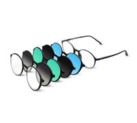 BAUHAUS Sonnenbrille, magnetisch, zum Aufstecken, für Damen und Herren, UV400, polarisiert, Retro, rund, blendfrei, 5-in-1 Magnetbrillen-Set, Five-in-one Magnetic Glasses Set - 1