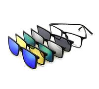 BAUHAUS Unisex-Retro, Fünf-in-1-Magnetbrillen-Set, schwarzer Rahmen, 5 in 1