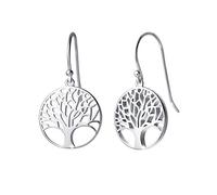 Baum des Lebens Ohrringe für Damen Mädchen Kinder Hänged Ohrhänger 925 Sterling Silber - Durchmesser: 15 mm