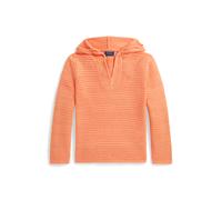 Baumwoll-Kapuzenpullover mit Häkelmuster M Orange