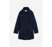 Parka BONPRIX "Baumwoll-Kurzparka mit Stehkragen, talliert", Damen, Gr. 48, blau (dunkelblau), Twill, Obermaterial: 100% Baumwolle. Futter: 100% Polyester, unifarben, tailliert ca. Mitte Oberschenkel,