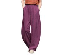 Baumwoll-Leinen-Hose für Damen, elastische Taille, Sommerhose mit weitem Bein, Damen-Jogginghose, lockere Passform, Ballon-Jogginghose mit Taschen, Palazzo-Hose für Yoga, Outdoor-Sportbekleidung