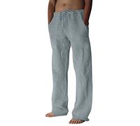 Baumwoll-Loungehose für Herren - leichte Activewear-Hose, lockere Passform, solide Sporthose, Jogginghose, weite Beine, Trainingshose, Outdoor-Wanderhose, elastische Taille, Kordelzug, Größe XXXL,