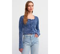 Baumwoll-Ripp-Strickjacke im Crop-Design