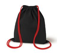 Baumwoll-Rucksack Schwarz 340x400 mm Rot Schnur