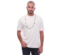 Baumwoll-Rundhals-T-Shirt mit abnehmbarer Halskette in Weiß S