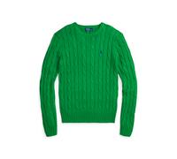 Baumwoll-Rundhalspullover mit Zopfmuster XXL Green