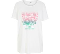 T-Shirt BONPRIX, Damen, Gr. 40/42 (M), weiß (weiß bedruckt), Obermaterial: 100% Baumwolle, oversize, Shirts T-Shirt, Oversize-Passform, Kurzarm-Design, aus Baumwolle, Casual Stil (74761128-40) weiß be