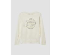 Baumwoll-Shirt mit Frontprint und Rippblende 146/152 creme 2169167.9001.146_152