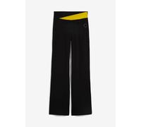Sporthose BONPRIX, Damen, Gr. 44/46 (L), N-Gr, schwarz (schwarz, zitronengelb), Jersey, Obermaterial: 95% Baumwolle, 5% Elasthan, unifarben, unifarben mit Farbeinsatz, slim fit lang, Hosen Sporthose,