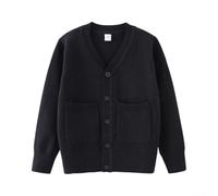 Baumwoll Strickjacke Herren Warm Gefüttert Winter(Black 3XL) | Dickes Material, 90% Baumwolle, warm im Winter, Schulstil, Reverskragen, langarm