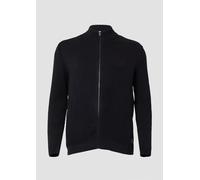 Baumwoll-Strickjacke mit Stehkragen und Logo-Patch 4XL schwarz 2174196.9999.4XL